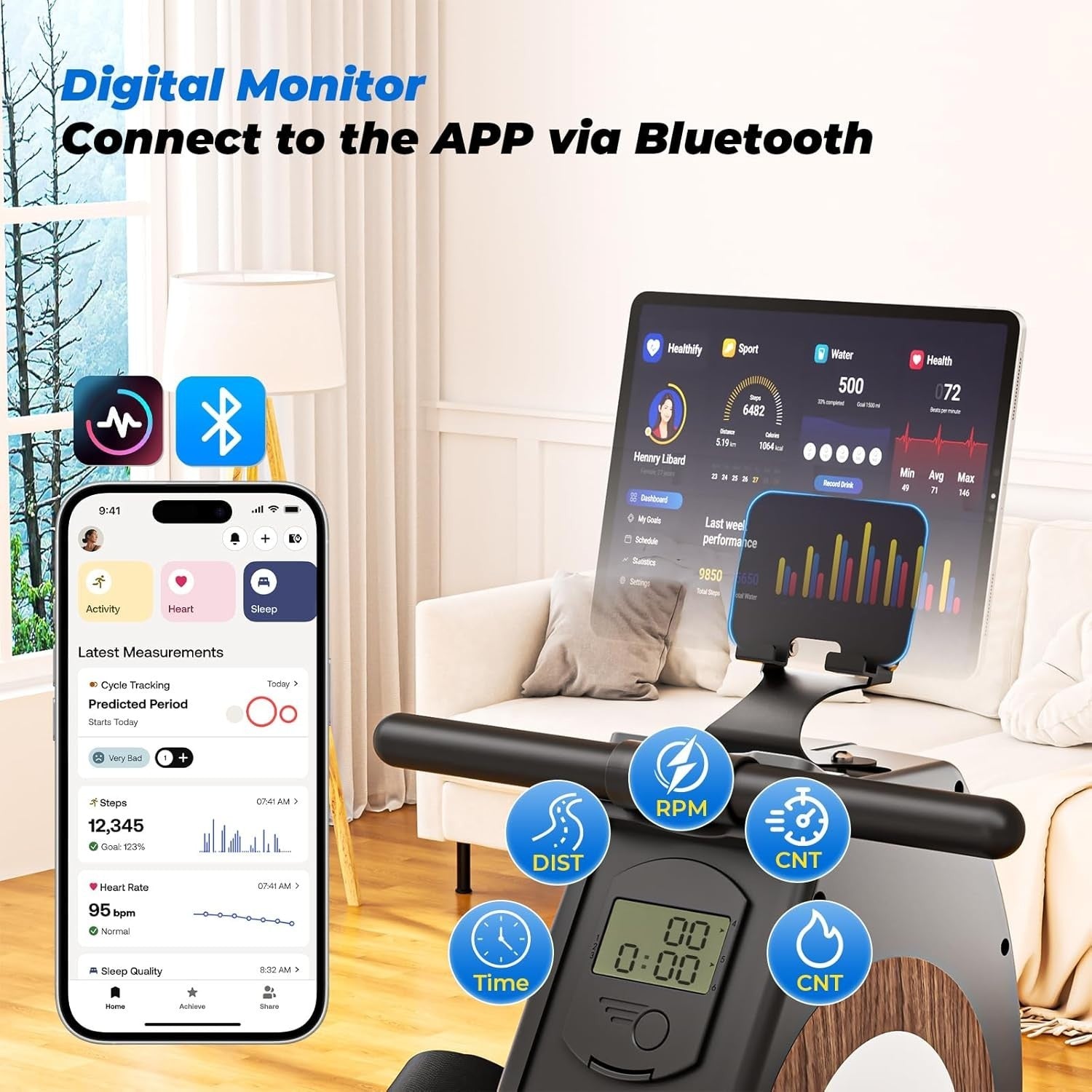 Foldable Magnetic Rowing Machine 16 - Level Resistance App Bluetooth 160KG Home - Kwikley
