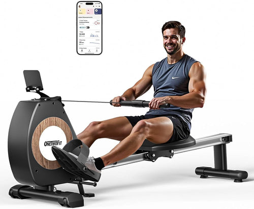 Foldable Magnetic Rowing Machine 16 - Level Resistance App Bluetooth 160KG Home - Kwikley