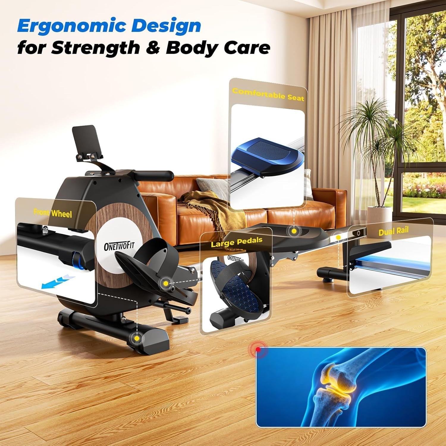 Foldable Magnetic Rowing Machine 16 - Level Resistance App Bluetooth 160KG Home - Kwikley