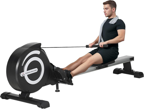 Foldable Magnetic Rowing Machine 8 - Level Quiet Resistance LCD Rower 120KG - Kwikley