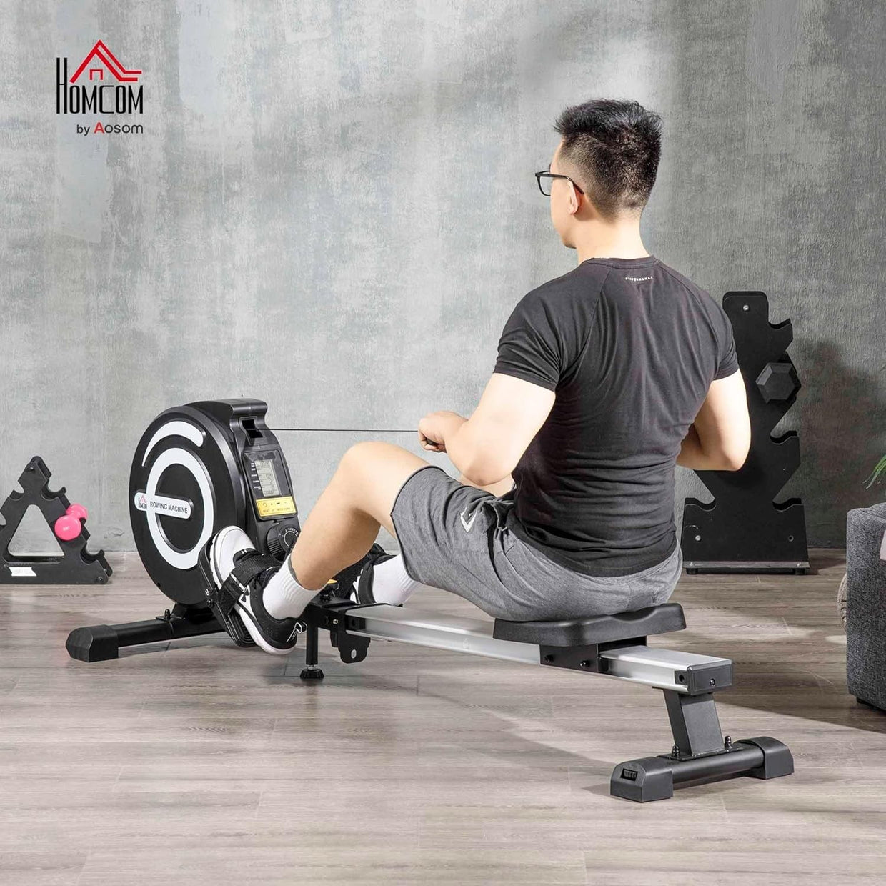 Foldable Magnetic Rowing Machine 8 - Level Quiet Resistance LCD Rower 120KG - Kwikley