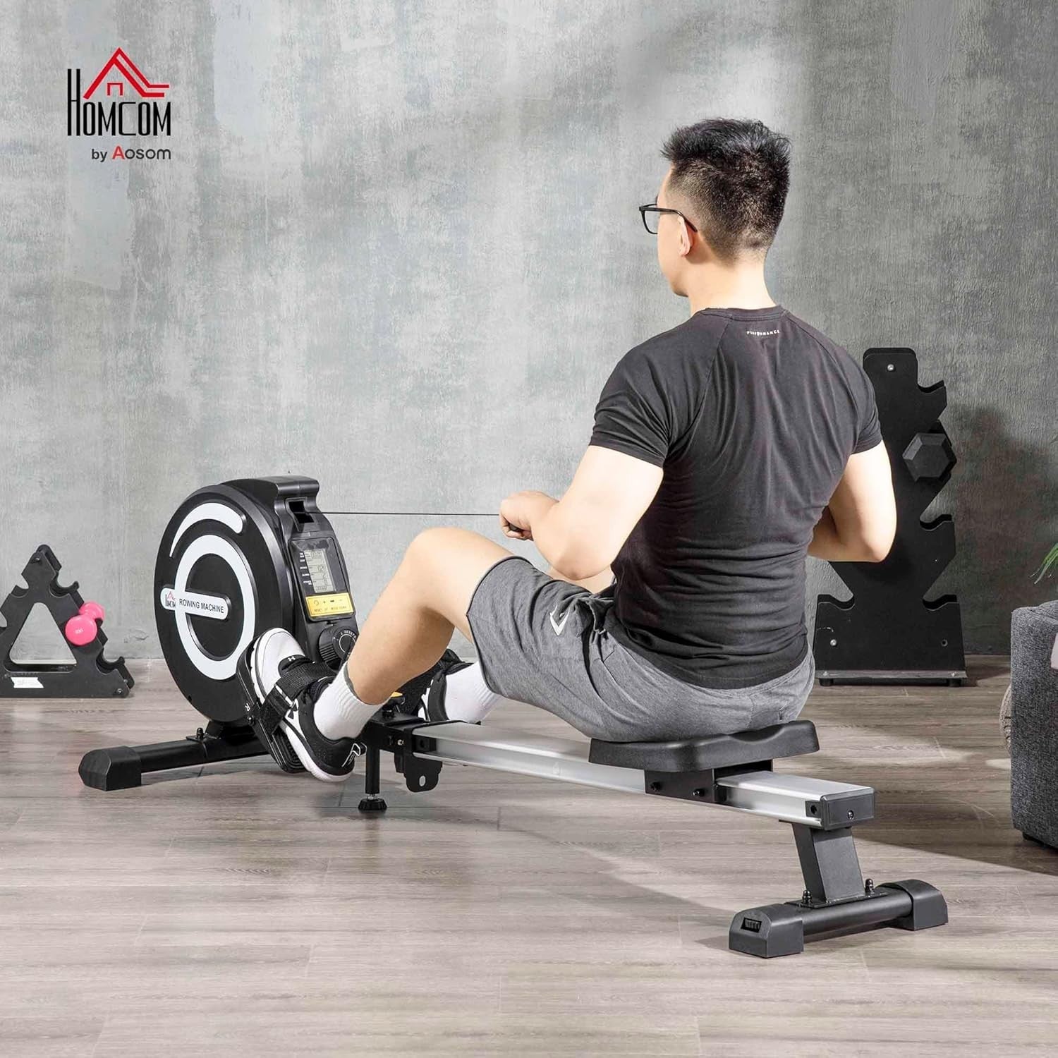 Foldable Magnetic Rowing Machine 8 - Level Quiet Resistance LCD Rower 120KG - Kwikley