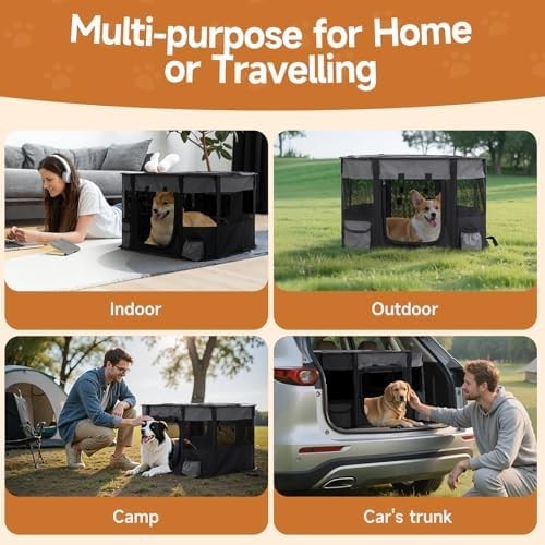 Foldable Medium Puppy Playpen Grey – Indoor & Outdoor Pet Cage - Kwikley