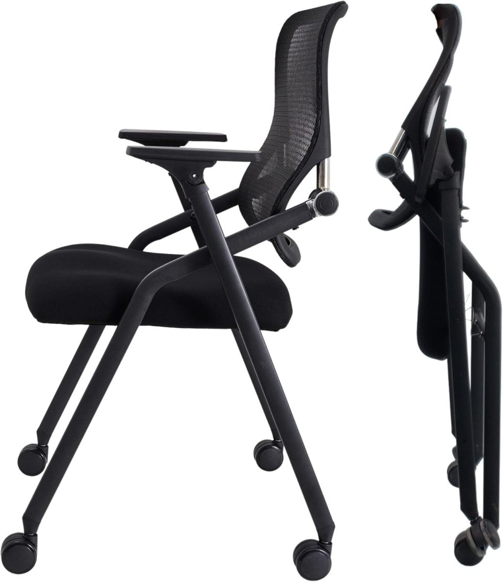 Foldable Mesh Office Chair – Stackable, Cushioned, Lumbar Support - Kwikley