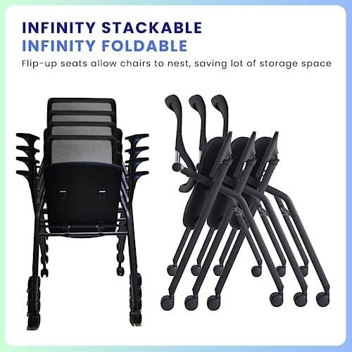 Foldable Mesh Office Chair – Stackable, Cushioned, Lumbar Support - Kwikley