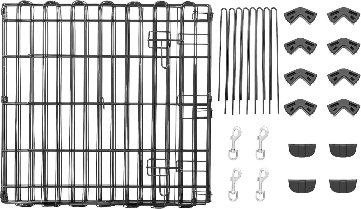 Foldable Metal Dog Playpen with Door 150x150x61cm Portable Exercise Pen - Kwikley