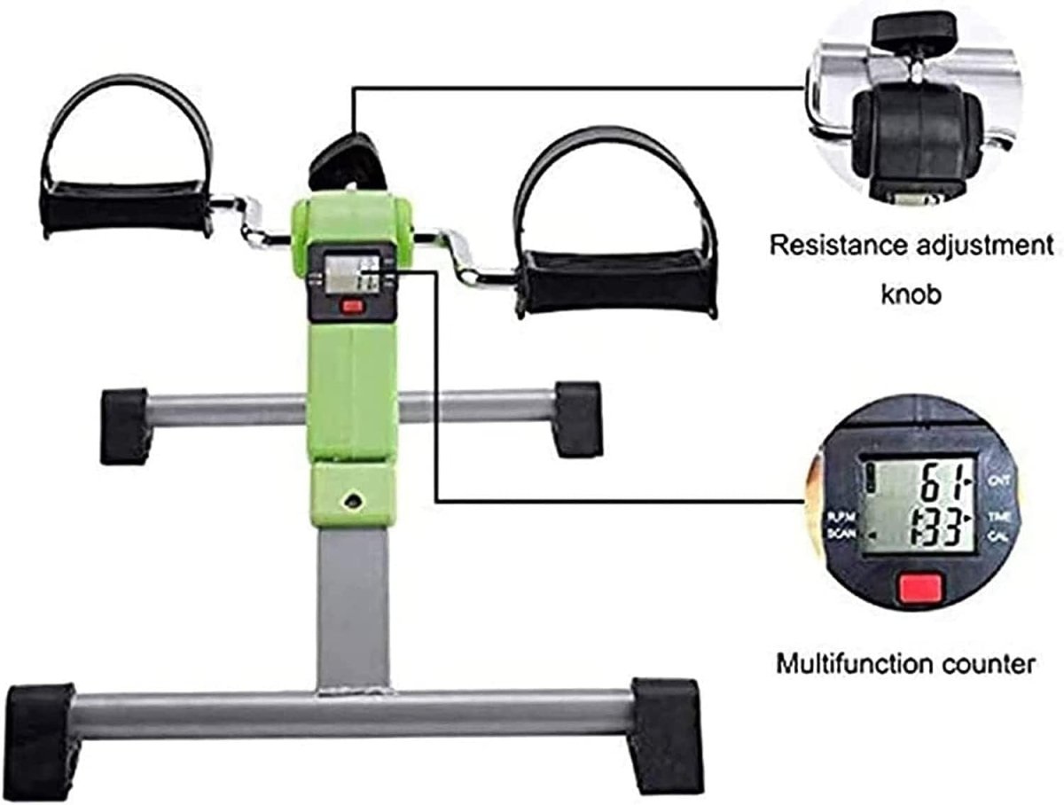 Foldable Mini Pedal Exerciser Adjustable Resistance Rehab Arm Leg - Kwikley