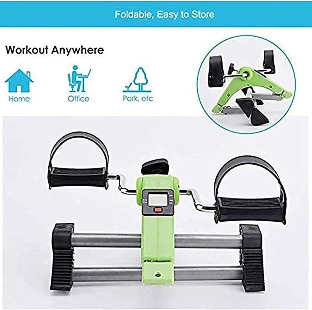 Foldable Mini Pedal Exerciser Adjustable Resistance Rehab Arm Leg - Kwikley