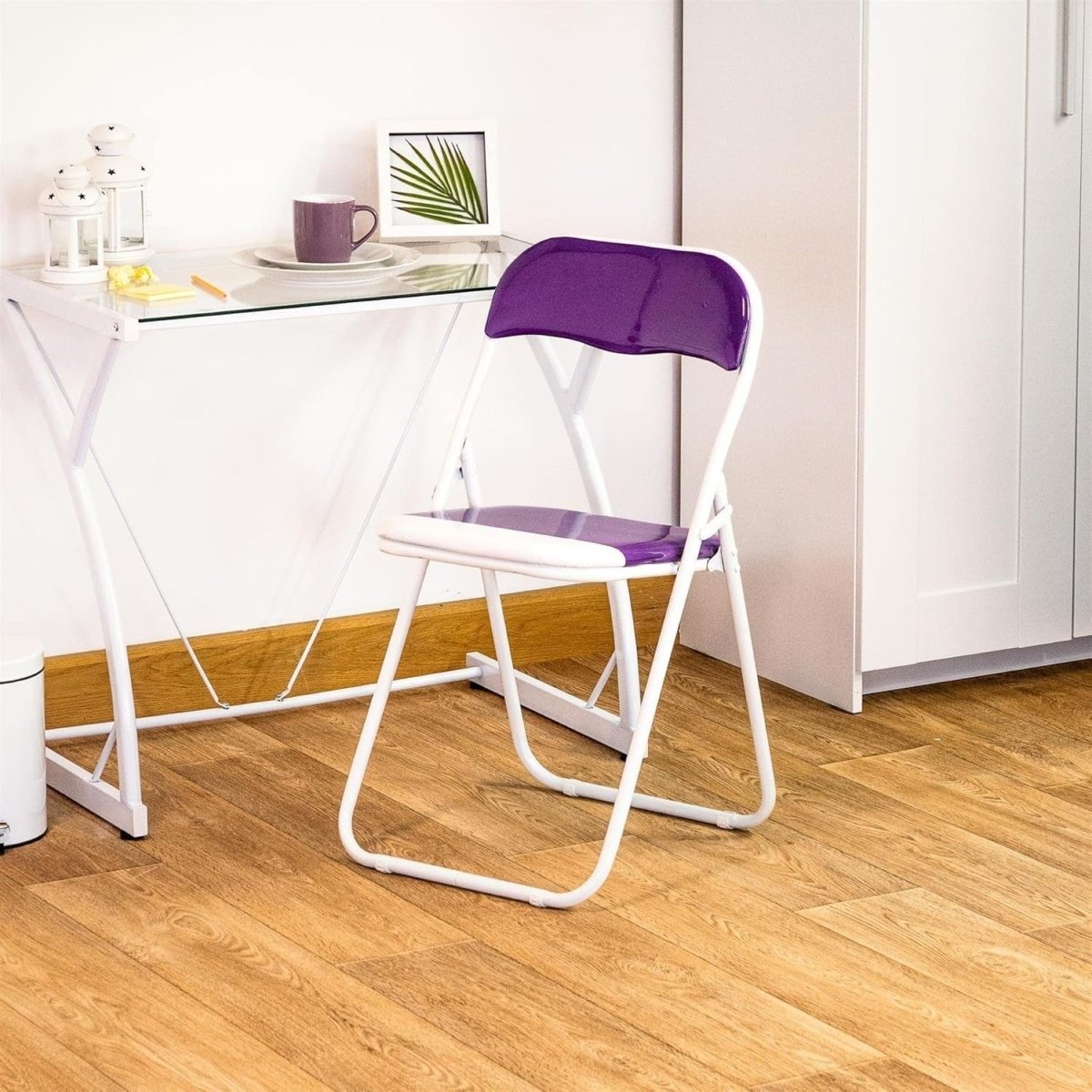 Foldable Padded Chairs Set of 2 Space Saving Metal Kitchen Dining - Kwikley