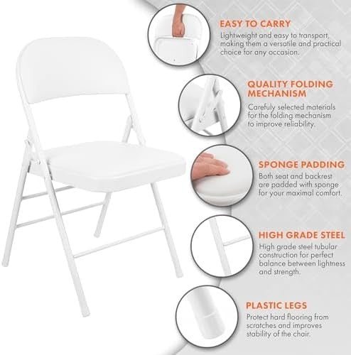 Foldable Padded Faux Leather Chair – Office, Home, Indoor & Outdoor Use - Kwikley