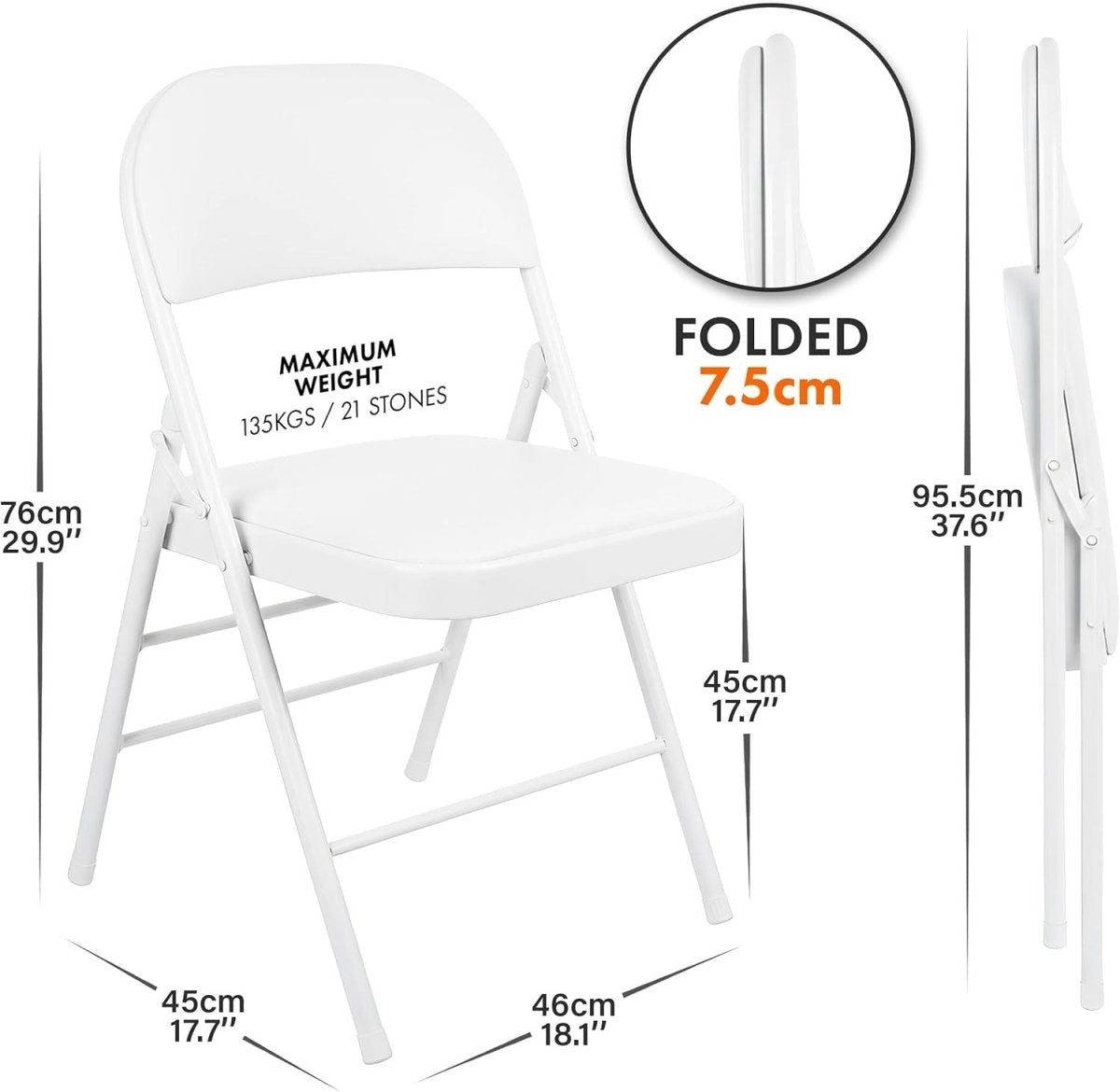 Foldable Padded Faux Leather Chair – Office, Home, Indoor & Outdoor Use - Kwikley