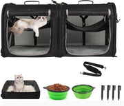 Foldable Pet Carrier 2-in-1 Cat Dog Travel Crate Car Seat 90x34x43cm - Kwikley