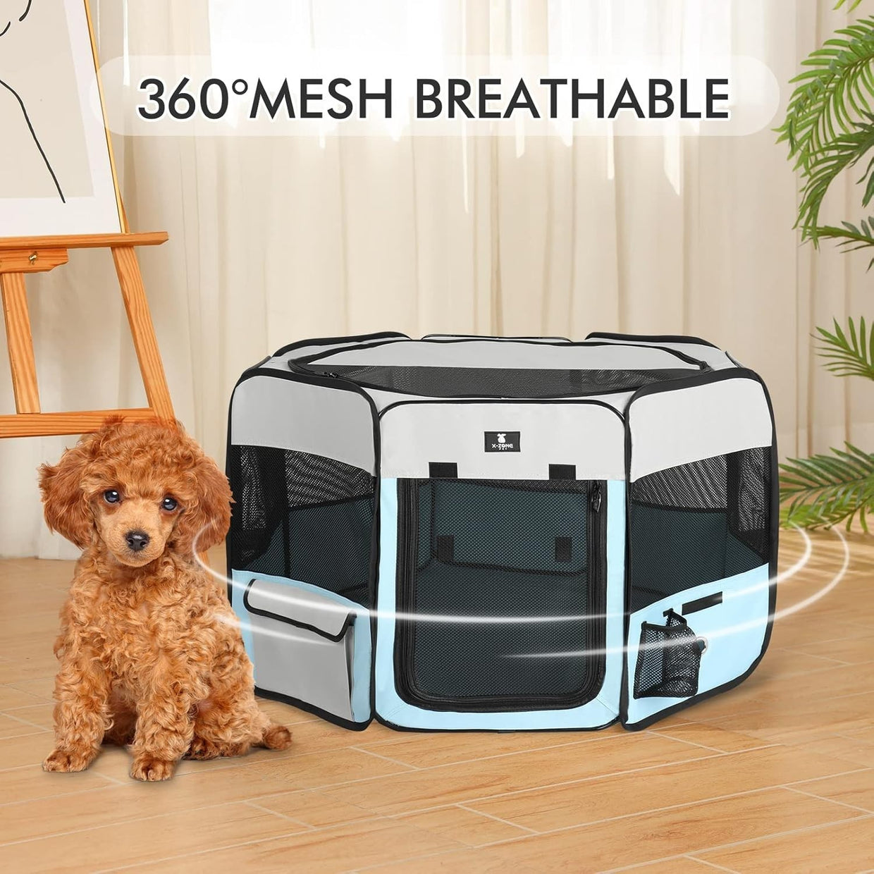 Foldable Pet Playpen Large Indoor Outdoor Crate Kennel 45" x 24" Blue - Kwikley