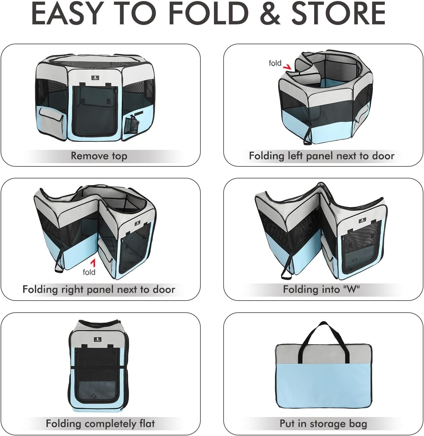 Foldable Pet Playpen Large Indoor Outdoor Crate Kennel 45" x 24" Blue - Kwikley