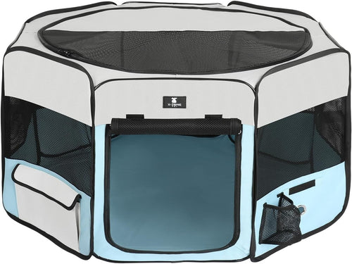 Foldable Pet Playpen Large Indoor Outdoor Crate Kennel 45" x 24" Blue - Kwikley