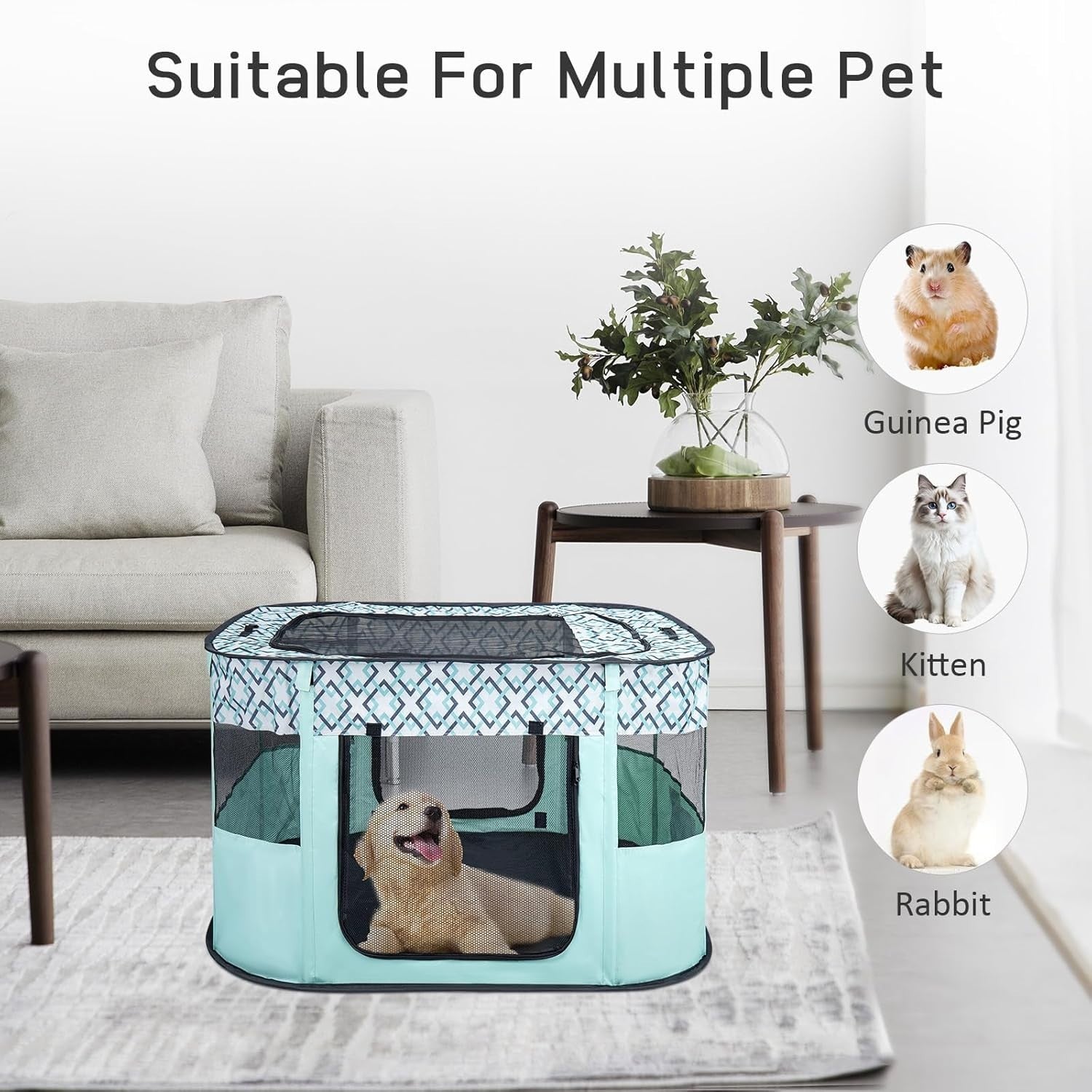 Foldable Pet Playpen Portable Dog Cat Crate Indoor Outdoor Travel Cage Medium - Kwikley