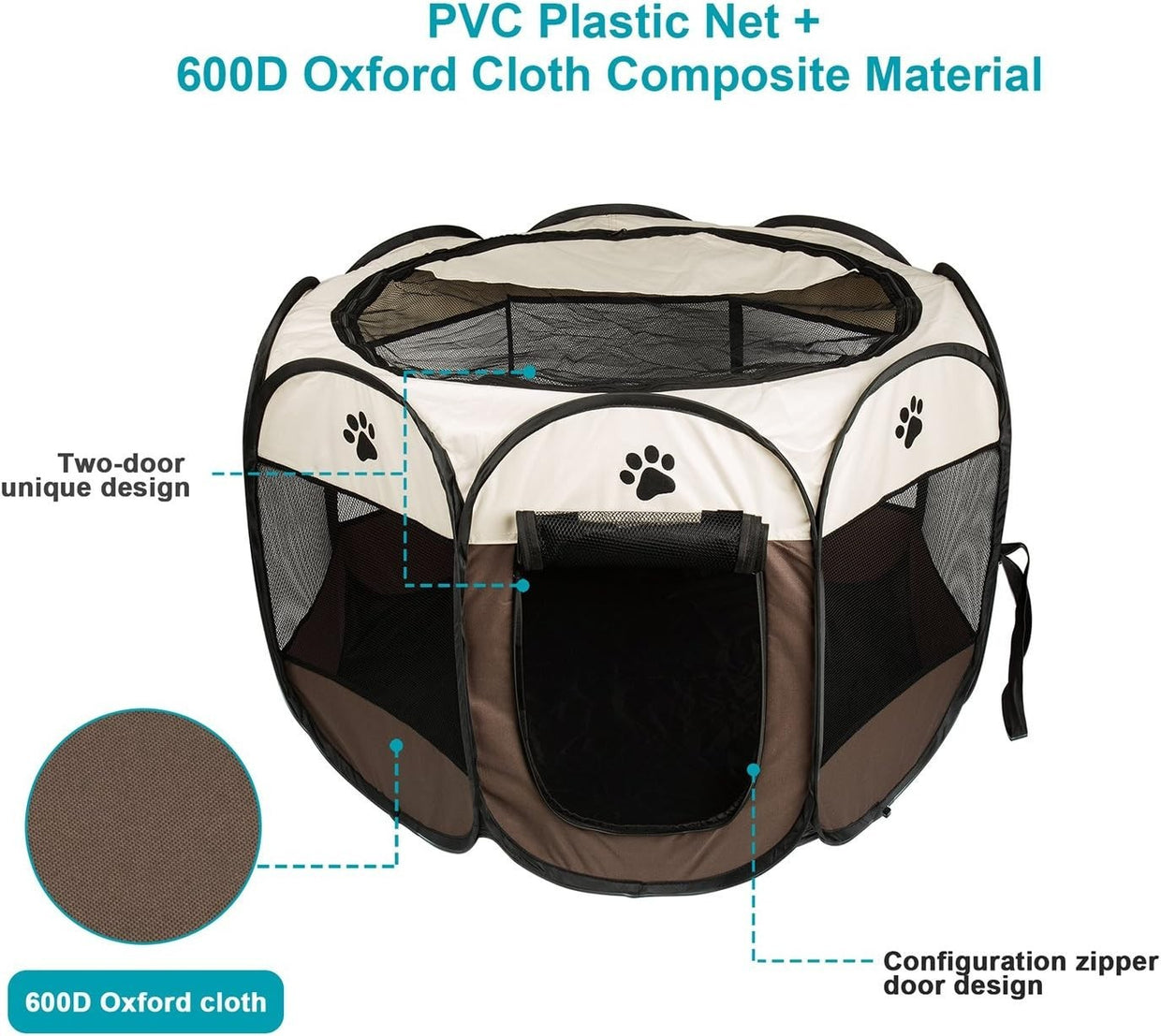Foldable Pet Playpen Portable Puppy Dog Cat Tent Cage S Coffee - Kwikley