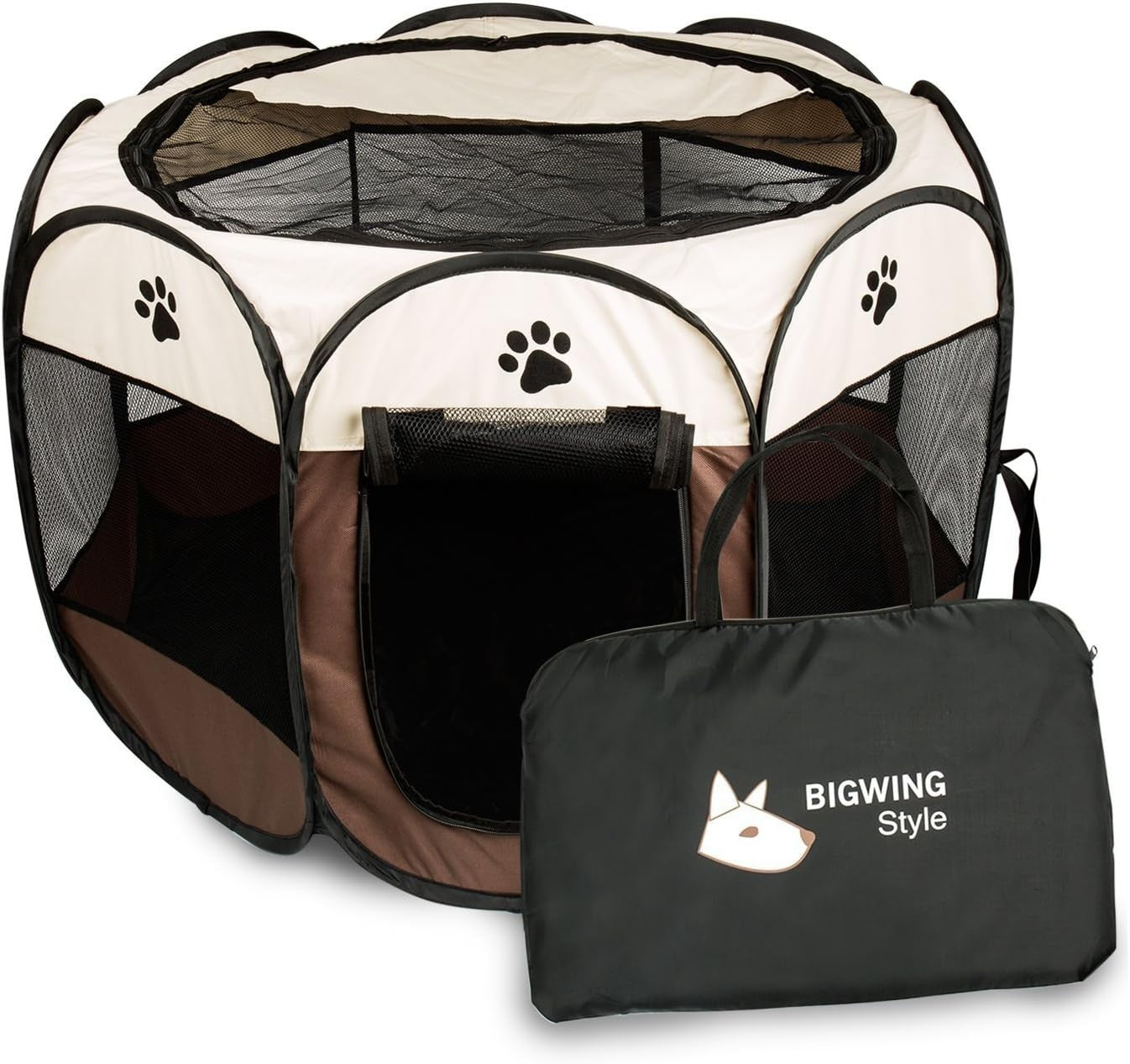 Foldable Pet Playpen Portable Puppy Dog Cat Tent Cage S Coffee - Kwikley