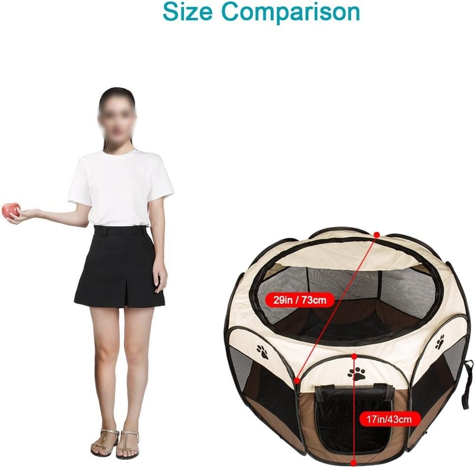 Foldable Pet Playpen Portable Puppy Dog Cat Tent Cage S Coffee - Kwikley