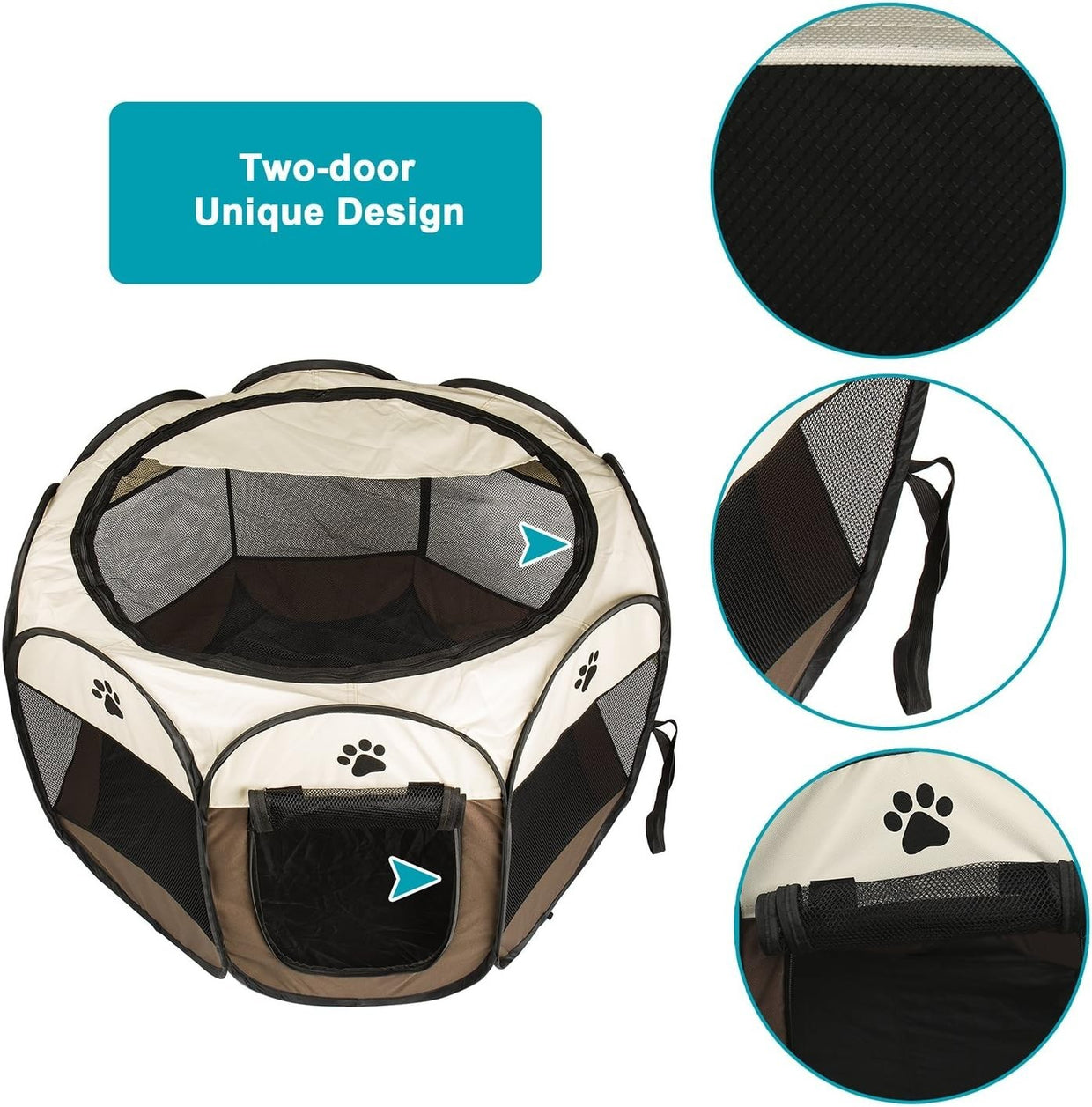 Foldable Pet Playpen Portable Puppy Dog Cat Tent Cage S Coffee - Kwikley