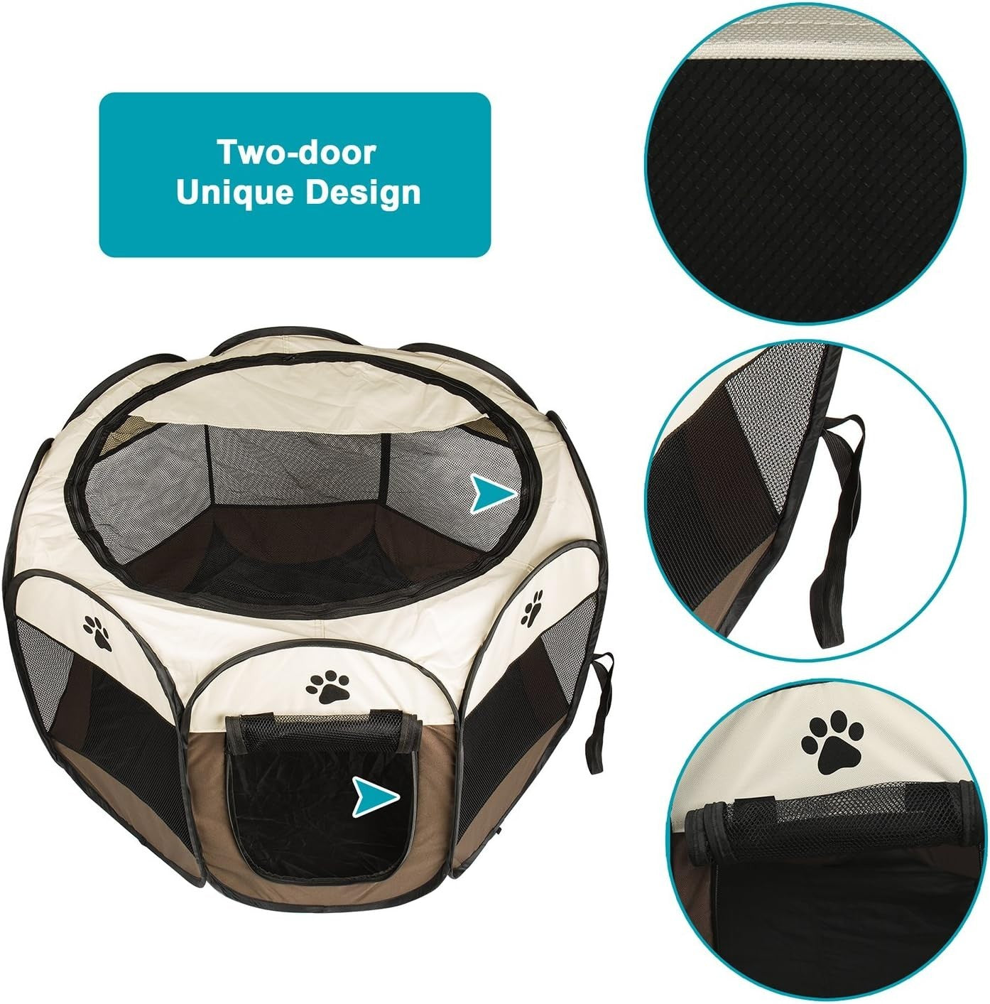 Foldable Pet Playpen Portable Puppy Dog Cat Tent Cage S Coffee - Kwikley