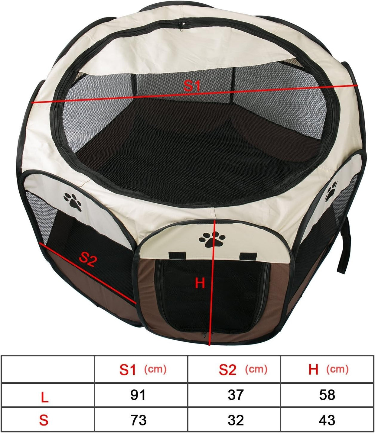 Foldable Pet Playpen Portable Puppy Dog Cat Tent Cage S Coffee - Kwikley