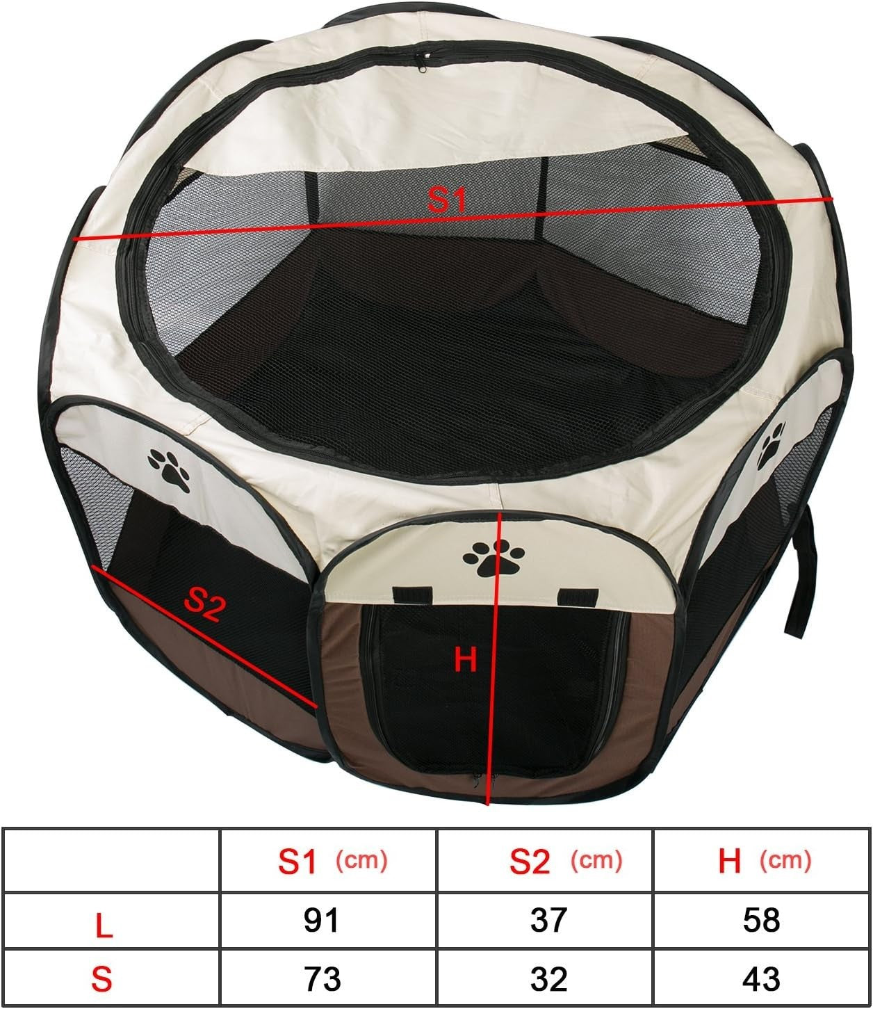 Foldable Pet Playpen Portable Puppy Dog Cat Tent Cage S Coffee - Kwikley