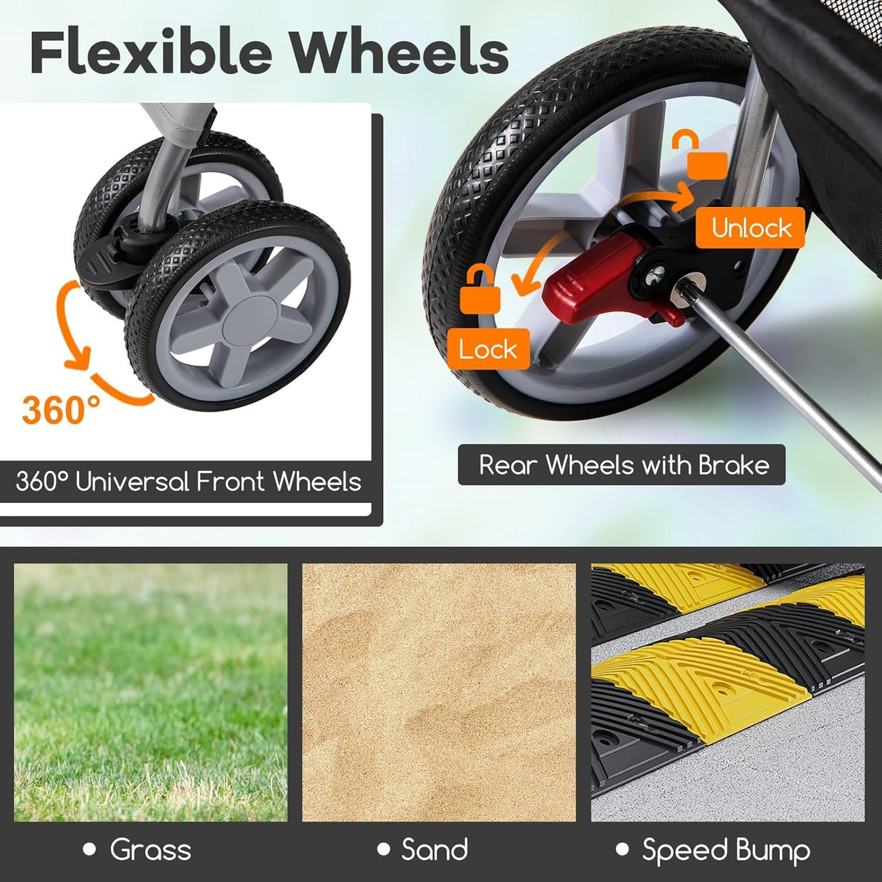 Foldable Pet Stroller 4 Wheel Lockable Dog Travel Pushchair Safety Belt - Kwikley