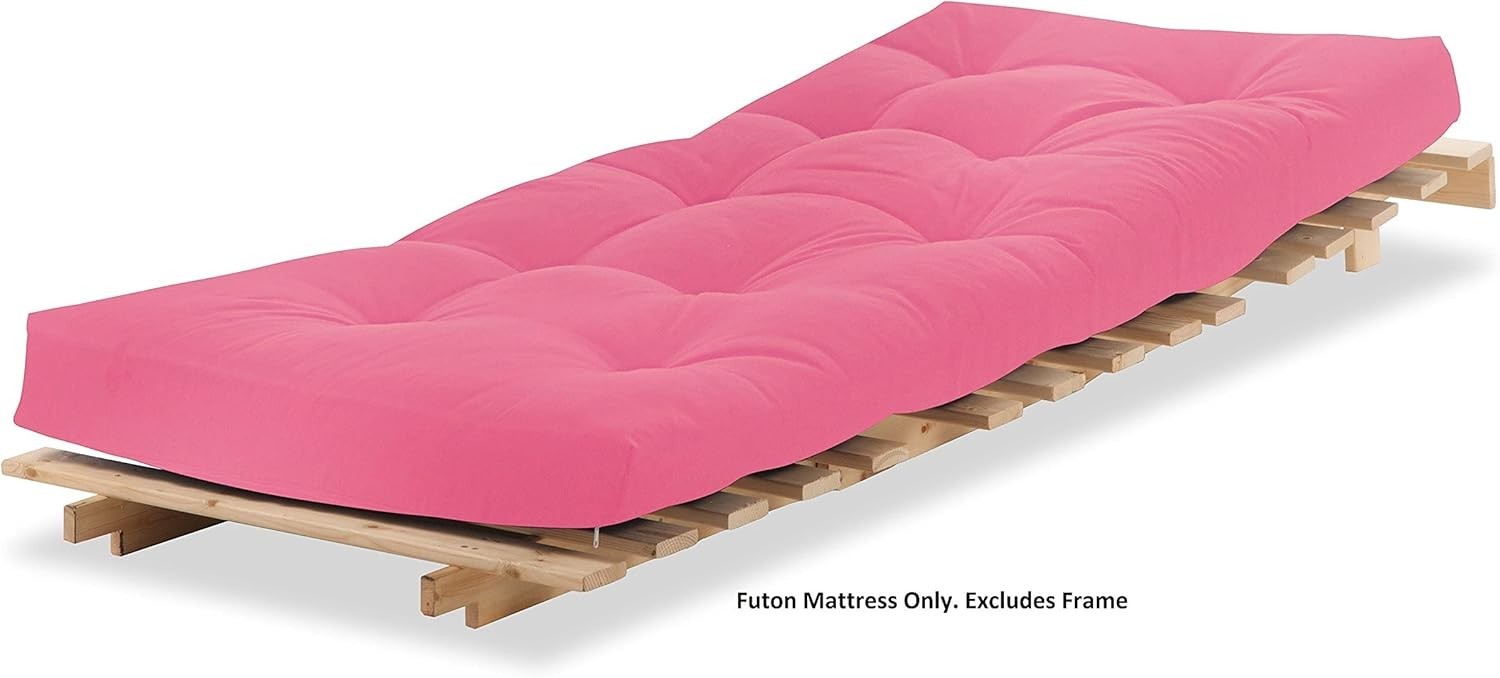 Foldable Plush Foam Futon Mattress 3 Seater Double Pink Colour - Kwikley