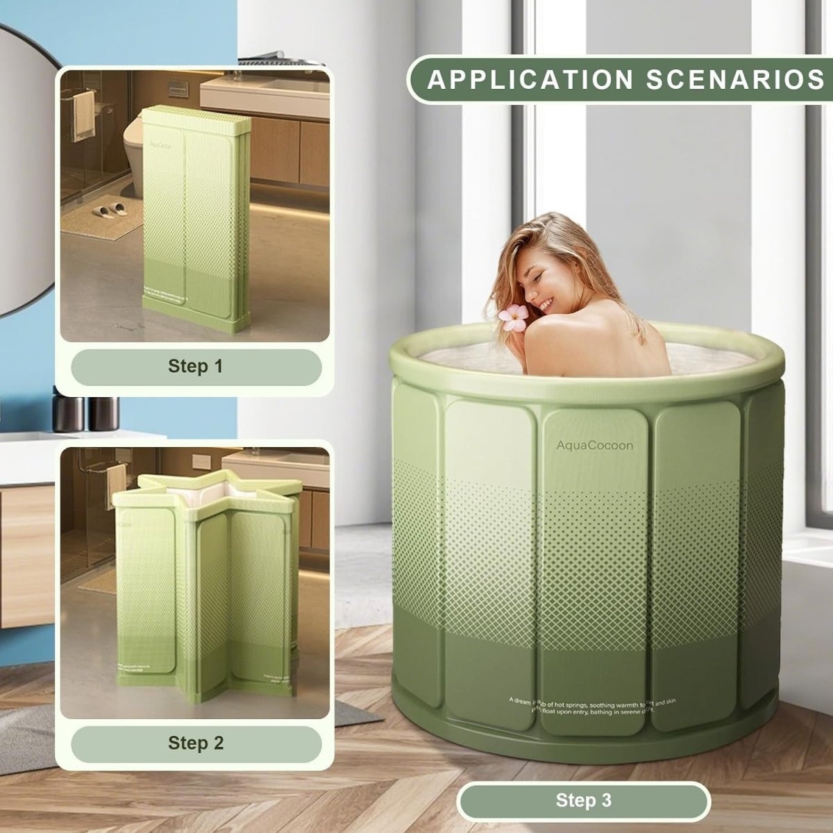 Foldable Portable Adult Bathtub – 65x70cm Hot & Ice Soaking Tub - Kwikley