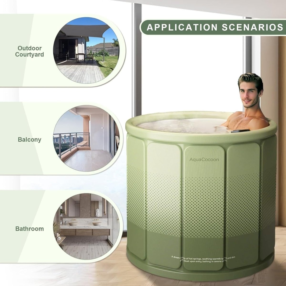Foldable Portable Adult Bathtub – 65x70cm Hot & Ice Soaking Tub - Kwikley
