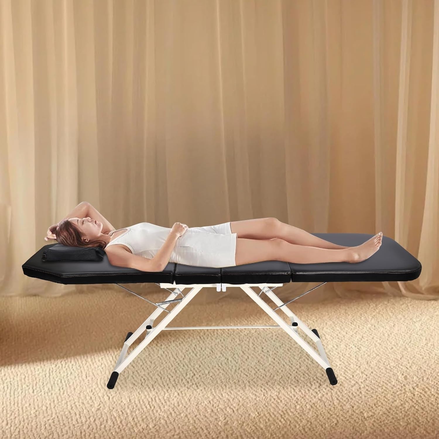 Foldable Portable Massage Bed Beauty Salon Lash Tattoo Table Black 182cm - Kwikley