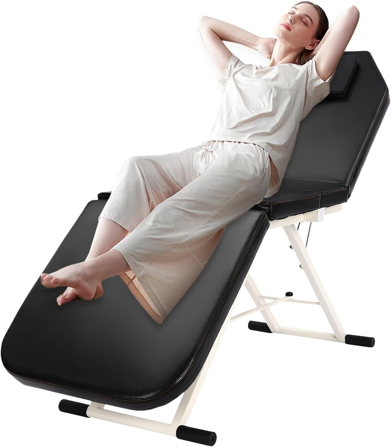 Foldable Portable Massage Bed Beauty Salon Lash Tattoo Table Black 182cm - Kwikley
