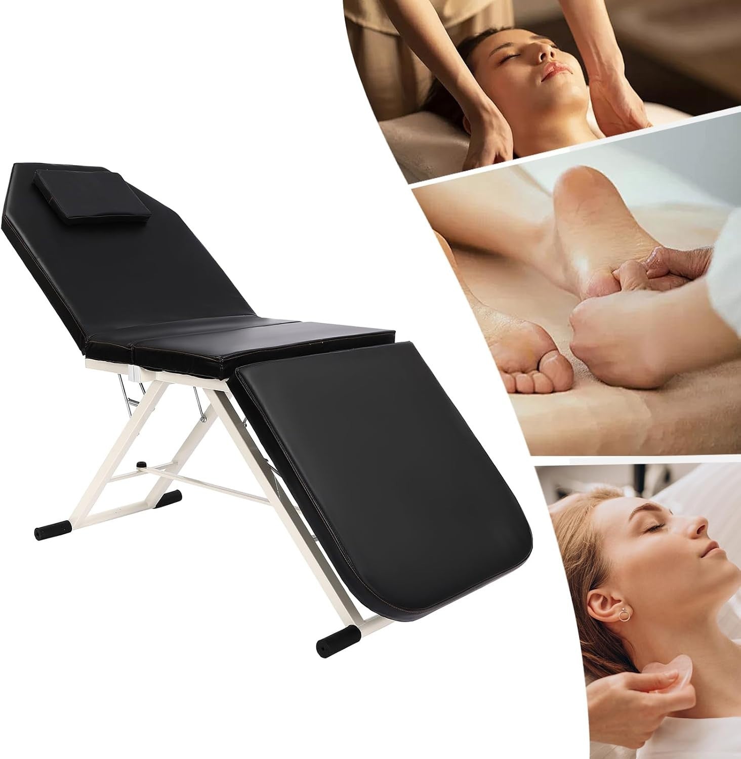 Foldable Portable Massage Bed Beauty Salon Lash Tattoo Table Black 182cm - Kwikley