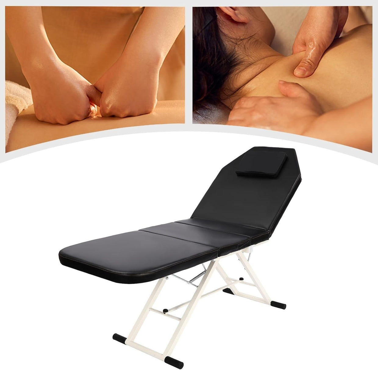 Foldable Portable Massage Bed Beauty Salon Lash Tattoo Table Black 182cm - Kwikley