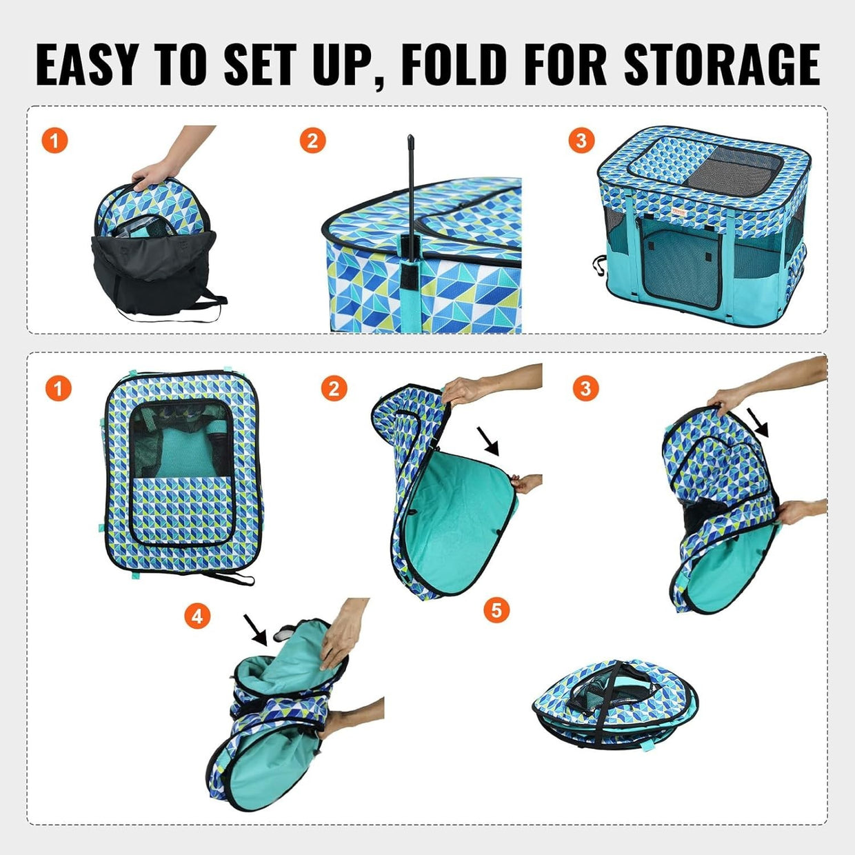 Foldable Portable Pet Playpen 32"x24"x22" Dog Cat Crate 600D Oxford Fabric - Kwikley