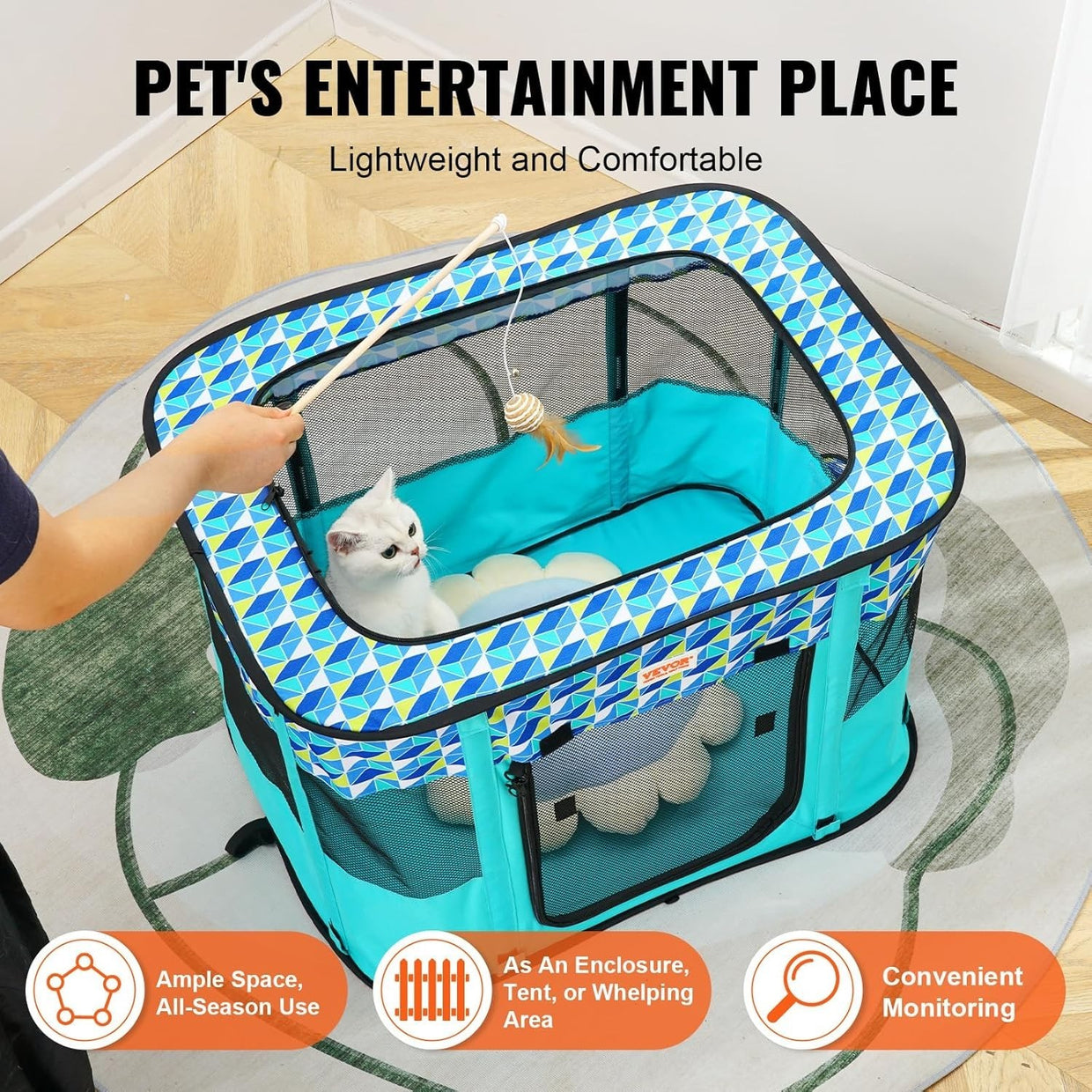 Foldable Portable Pet Playpen 32"x24"x22" Dog Cat Crate 600D Oxford Fabric - Kwikley