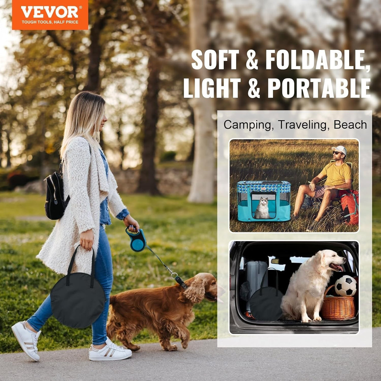 Foldable Portable Pet Playpen 32"x24"x22" Dog Cat Crate 600D Oxford Fabric - Kwikley