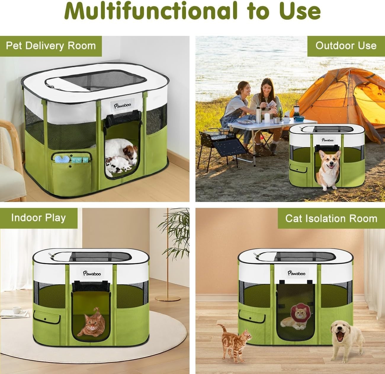 Foldable Portable Pet Playpen 80x60x55cm Waterproof Indoor Outdoor Cage - Kwikley