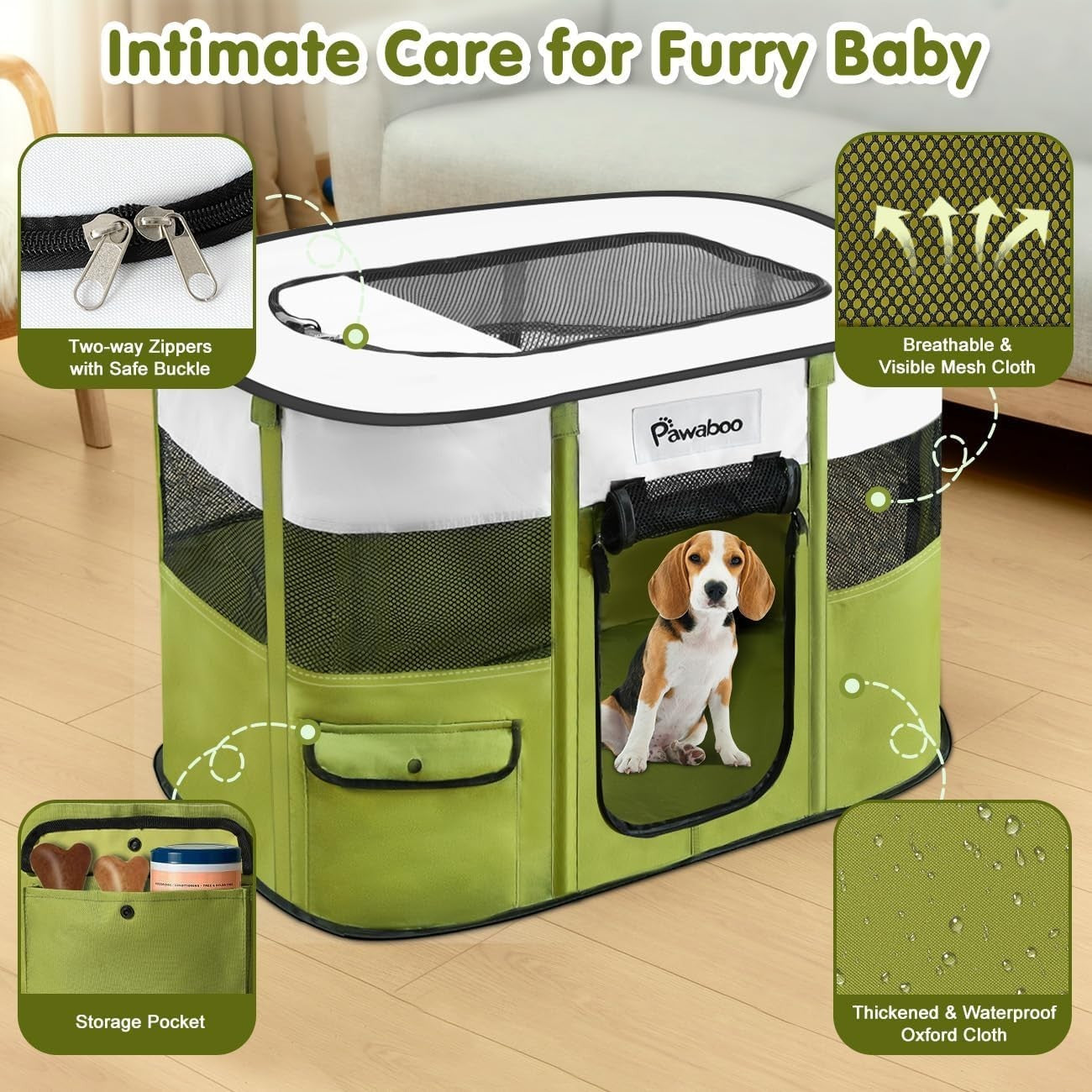 Foldable Portable Pet Playpen 80x60x55cm Waterproof Indoor Outdoor Cage - Kwikley