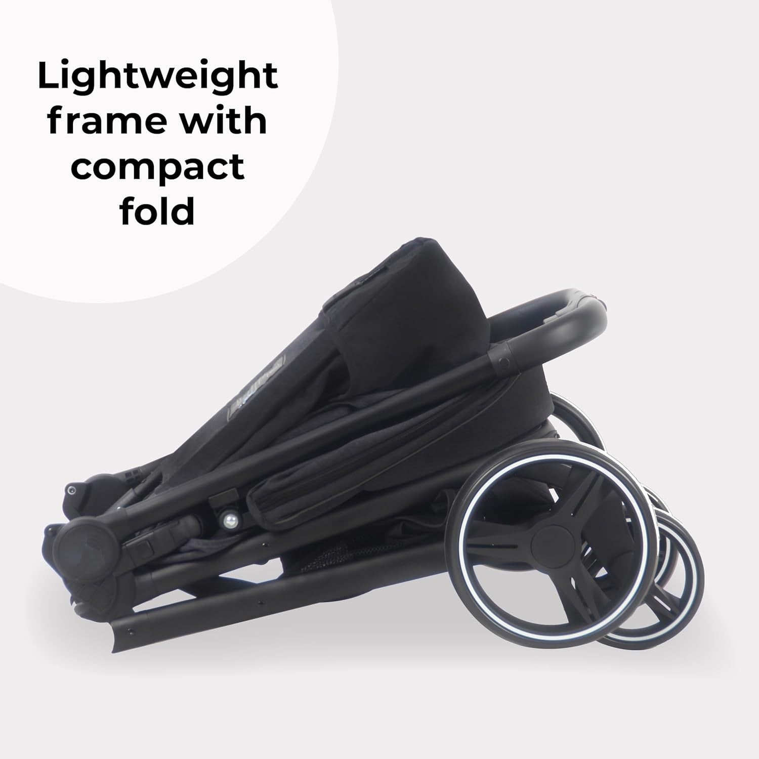 Foldable Pushchair Stroller Newborn to 4 Years 22kg XL Canopy Black - Kwikley