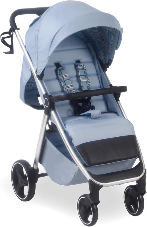 Foldable Pushchair Stroller Newborn to 4 Years 22kg XL Canopy Blue - Kwikley