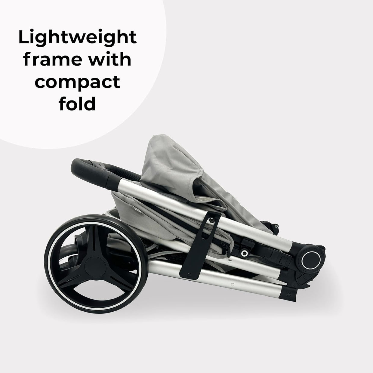Foldable Pushchair Stroller Newborn to 4 Years 22kg XL Canopy Grey - Kwikley