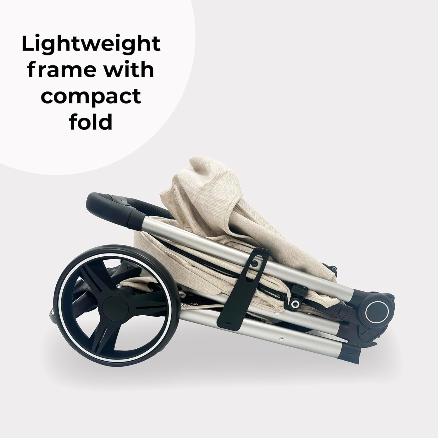 Foldable Pushchair Stroller Newborn to 4 Years 22kg XL Canopy Oatmeal - Kwikley