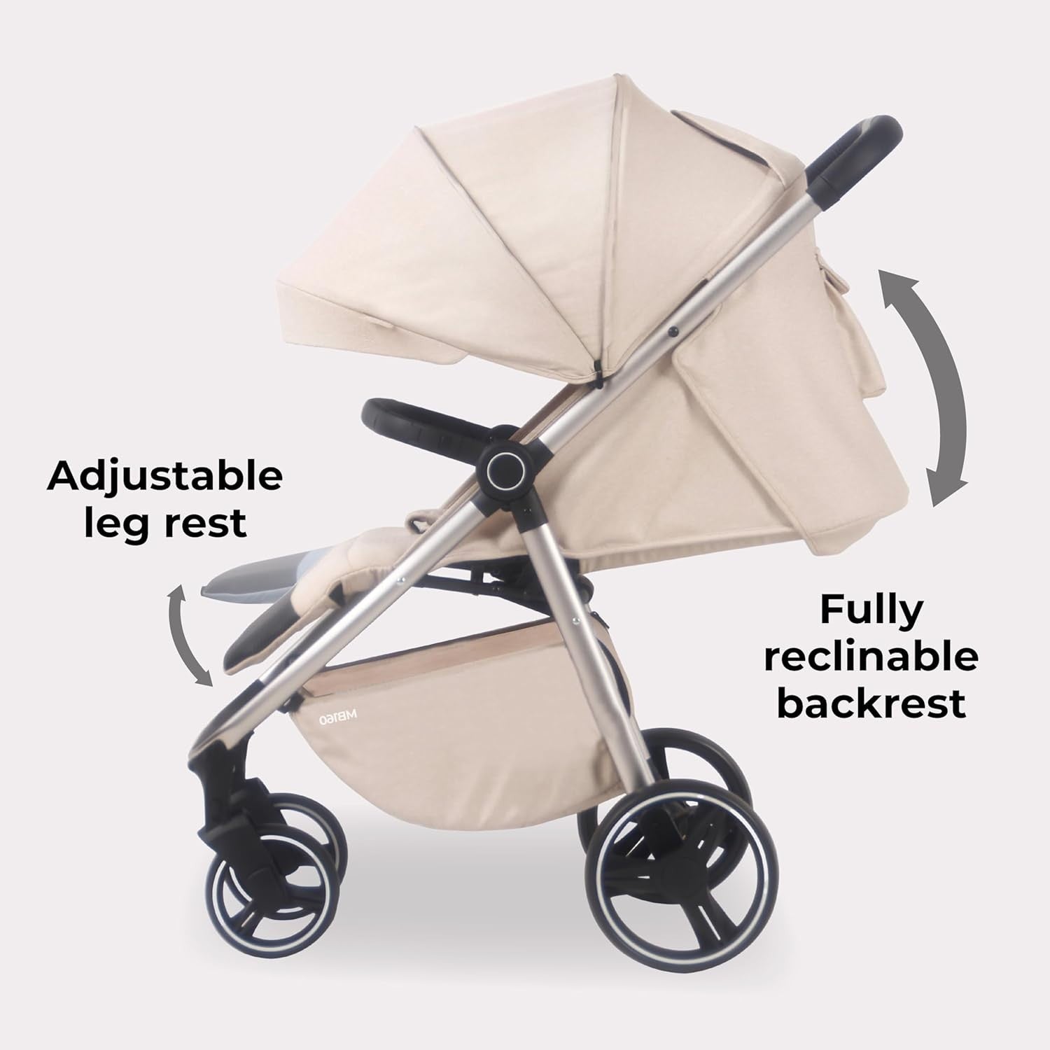 Foldable Pushchair Stroller Newborn to 4 Years 22kg XL Canopy Oatmeal - Kwikley