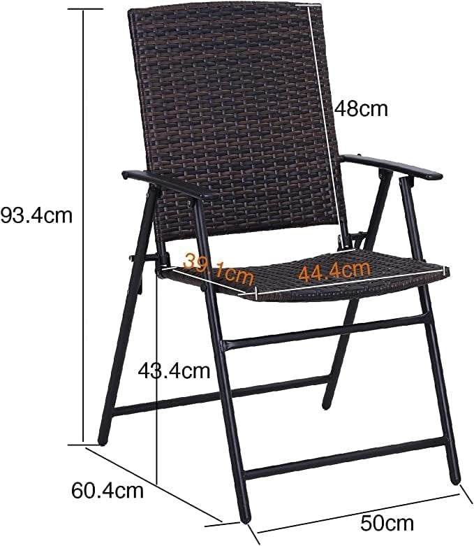 Foldable Rattan Garden Chairs Set of 4 Outdoor Patio Dining Balcony Seating - Kwikley