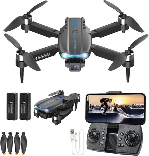 Foldable RC Drone with 2K HD Camera FPV Live Video Brushless Motor - Kwikley