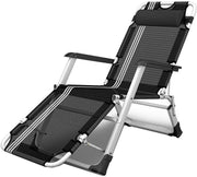 Foldable Reclining Outdoor Sun Lounger Chair with Headrest & Armrest Black - Kwikley
