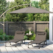 Foldable Reclining Sun Lounger Set 2 Padded Chair 5 - Position Outdoor Black - Kwikley