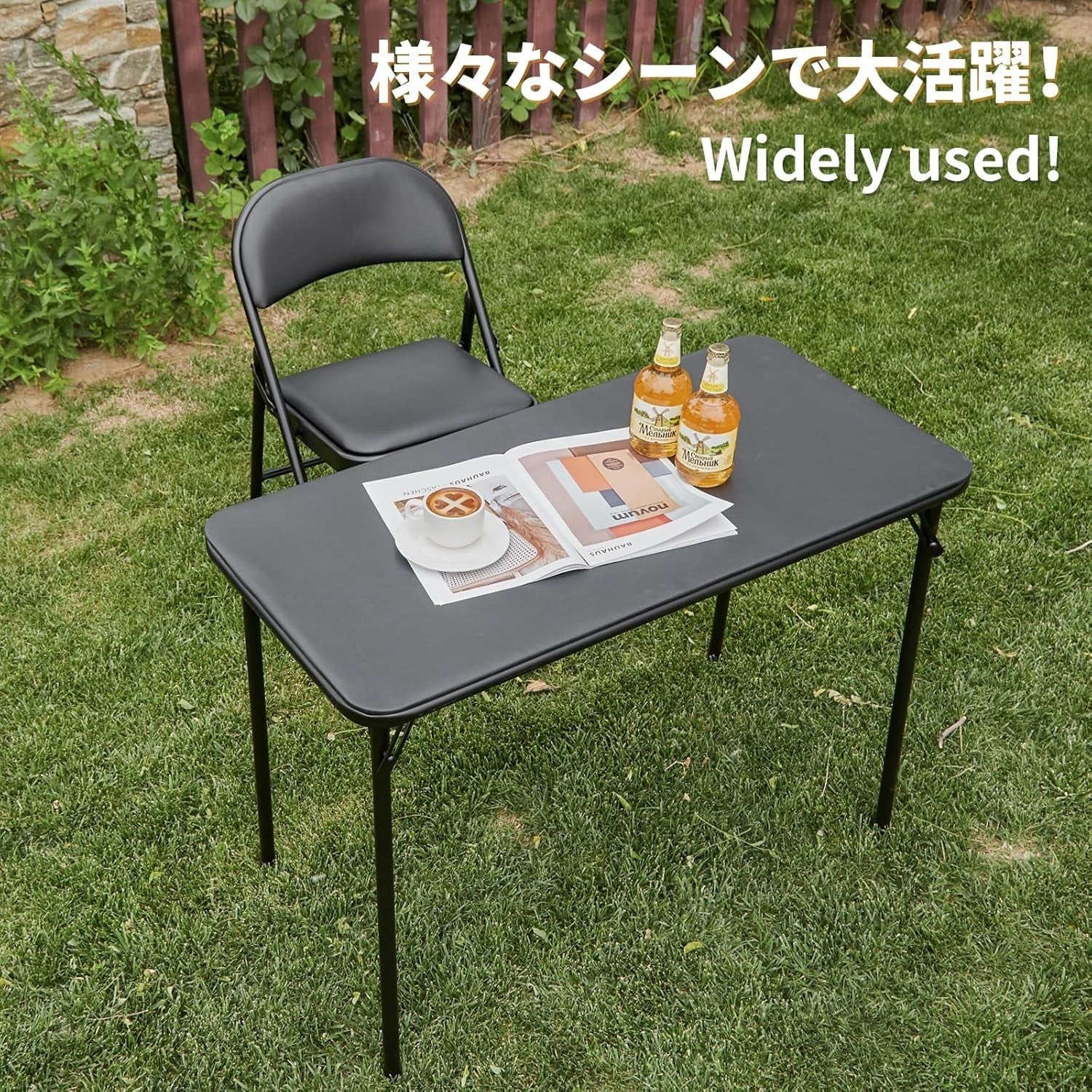 Foldable Rectangular Table 3.1x1.5ft Portable Indoor Outdoor Black - Kwikley